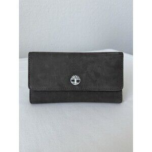 Timberland Women's‎ Leather RFID Flap Wallet Clutch Organizer Gray Leather